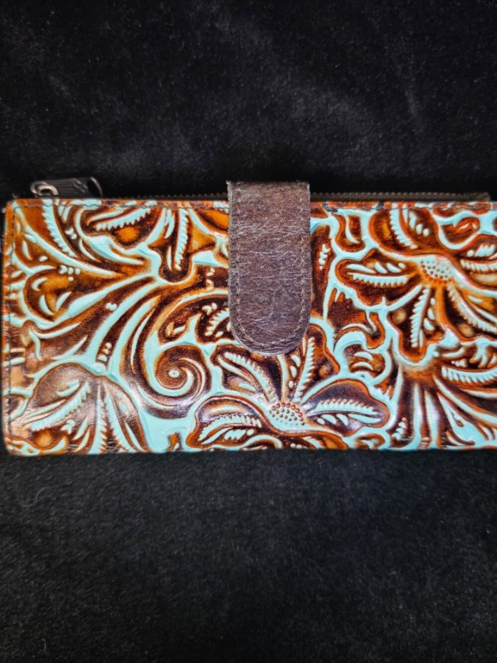 Patricia Nash Nazari Bi-Fold Light Turquoise Tooled Wallet
